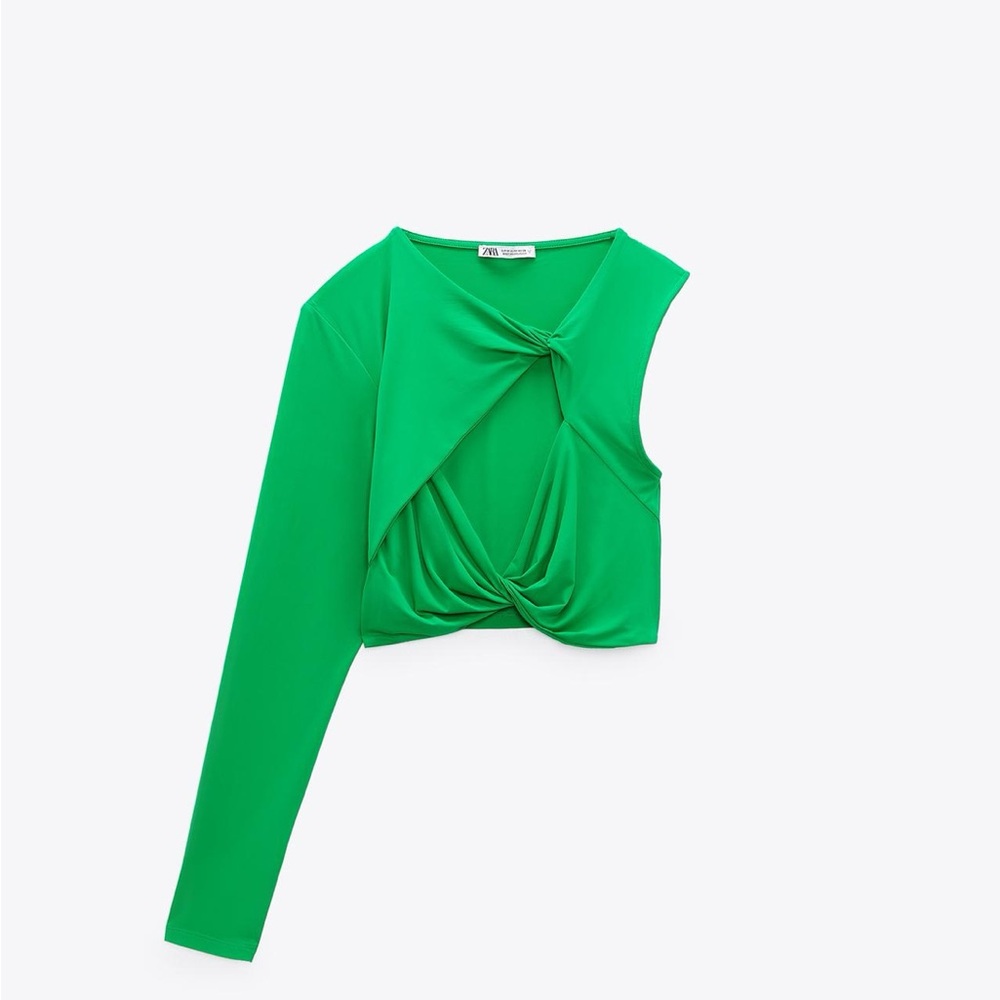 Zara KNOTTED ASYMMETRIC TOP size s